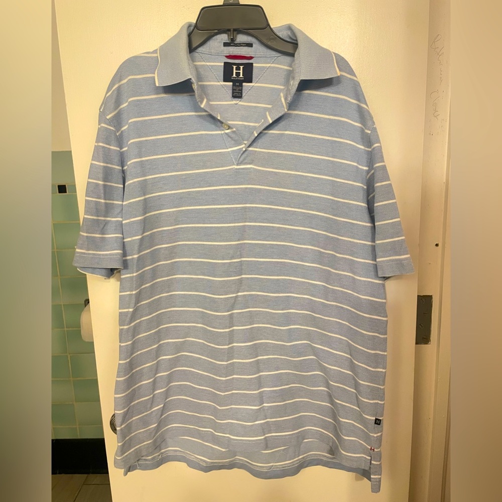 Men’s Medium, Hilfiger Blue Striped Polo